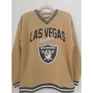 NFL Las Vegas Raiders Print V Neck Fleece Lined Sweatshirt